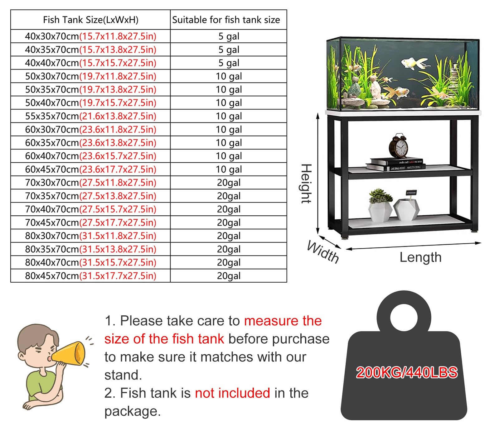 Meubles pour aquarium Support Blanc Pour Aquarium De Reptiles Avec Rangement 10 20 5 Gallons Support De Table Pour Aquarium, Support De Terrarium Au Sol, Support De Rack Pour Terrarium À Usage Intensi