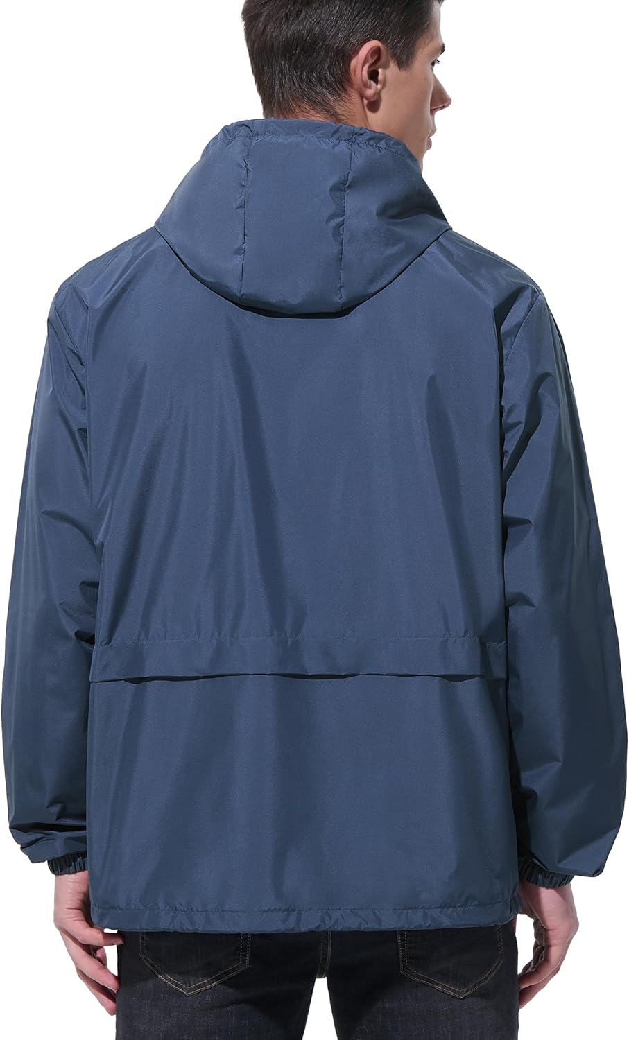 Mens Rain Jacket Raincoat Windbreaker Running Waterproof Lightweight Packable with Hood Travel Hiking Cycling - Image 2