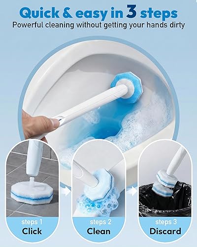 Miniatura 5 de Recambio de varita de inodoro desechable compatible con cepillo de inodoro Clorox, 50 cabezales desechables para limpieza profunda