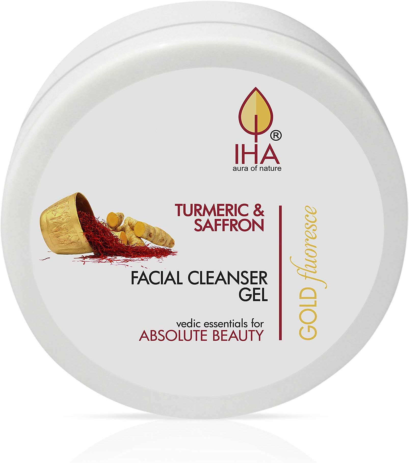 Gold Fluoresce Facial Cleanser Gel with Turmeric and Saffron - Natural Skin Nourishing Cleansing Gel, Hydrating, Purifying, Skin Brightening Face Cleansing Gel - 500G