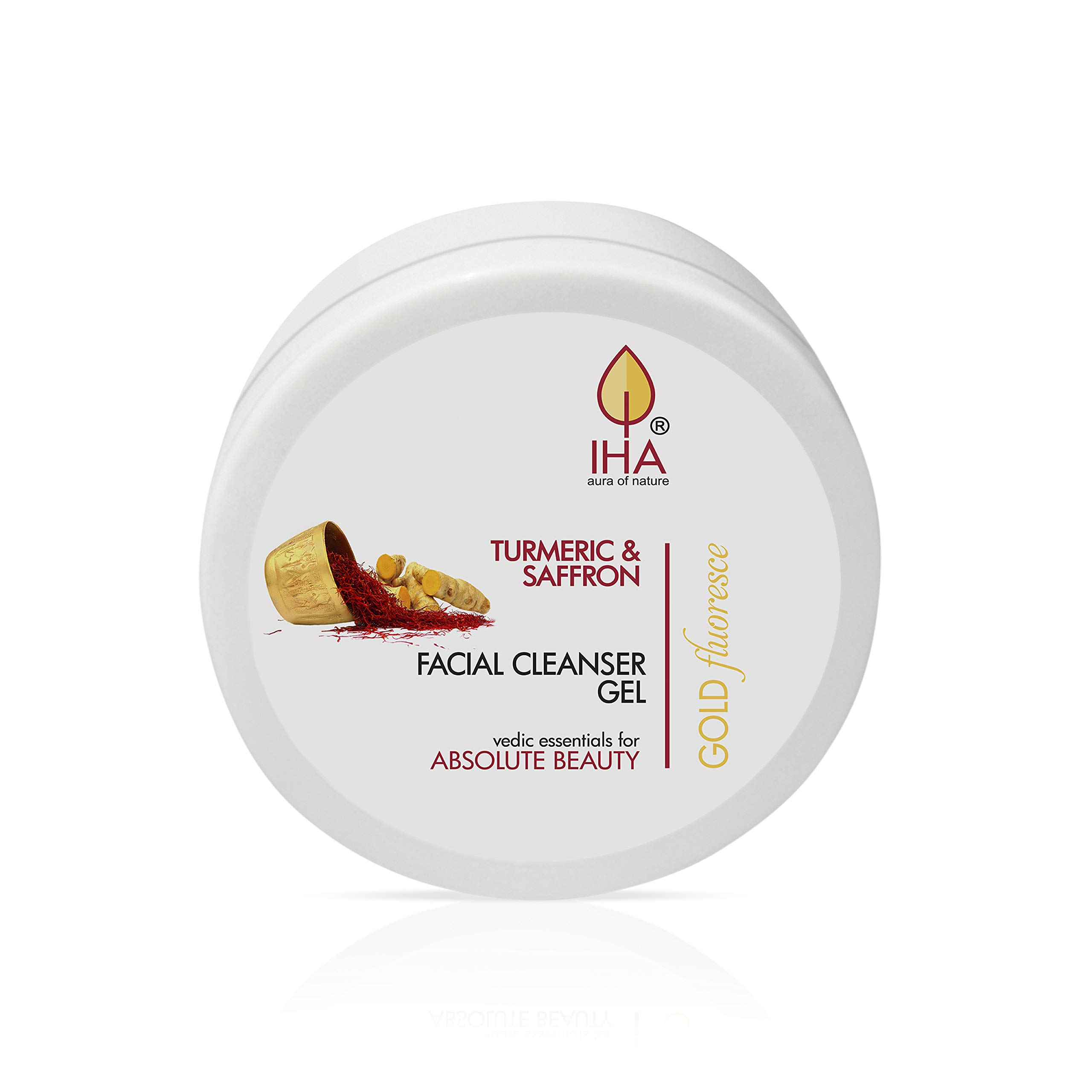 IHA Gold Fluoresce Facial Cleanser Gel with Turmeric and Saffron - Natural Skin Nourishing Cleansing Gel, Hydrating, Purifying, Skin Brightening Face Cleansing Gel - 500G
