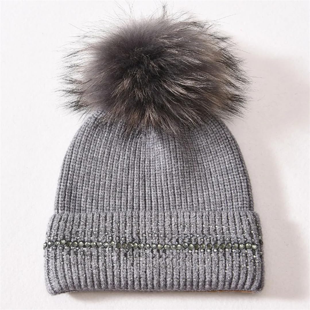 Wvapzxx Damska zimowa czapka beanie kaszmir czapka stras dzianinowe ciepłe czaszki