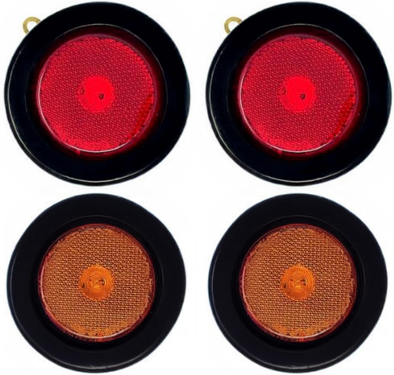 All Star Truck Parts] 5x Amber + 5x Red 2.5" 4 Led Round Side Marker Clearance Lights Grommet Flush Mount, Sealed Truck Trailer with Reflex Lens, IP67 Waterproof- Super Bright DOT SAE P2 FMVSS 180