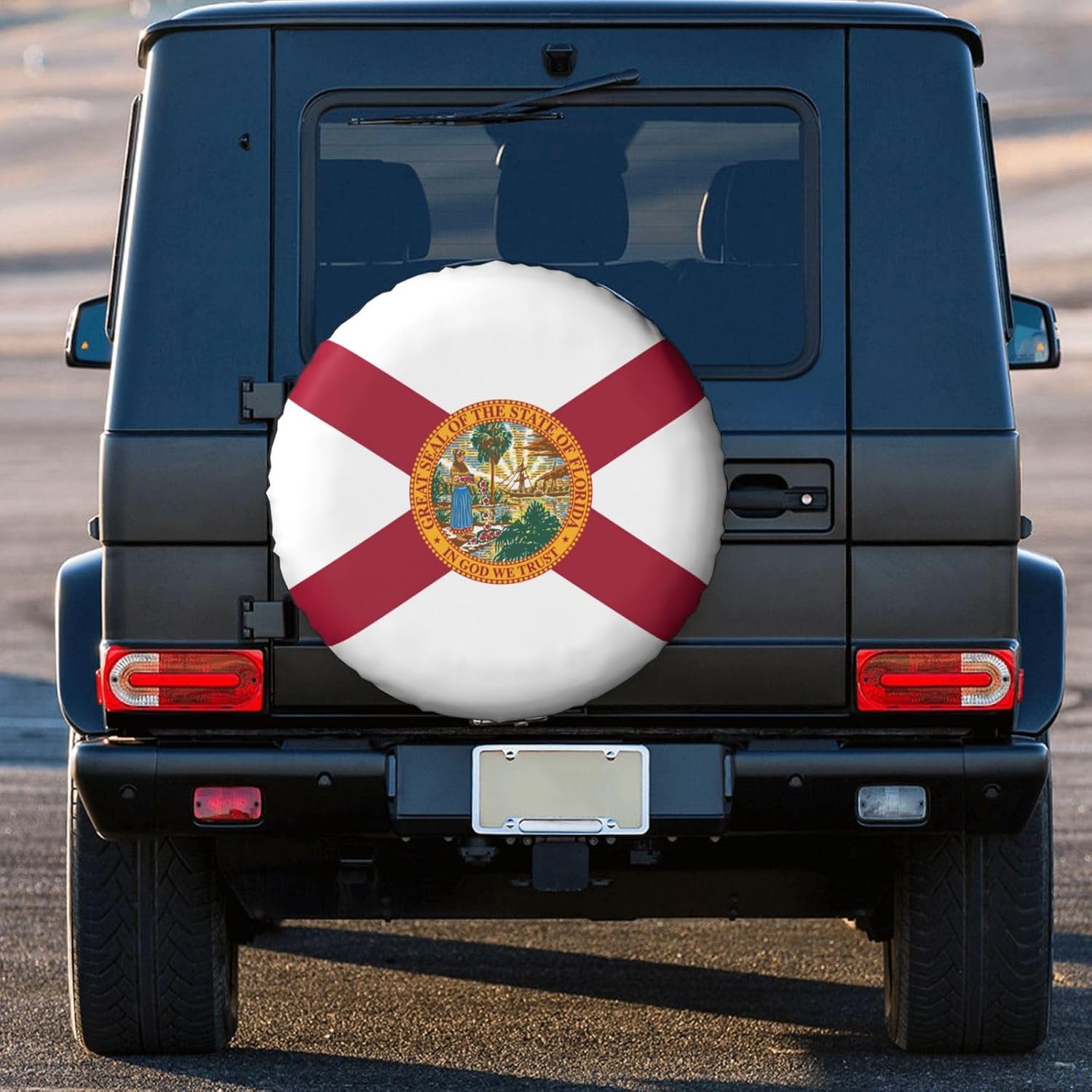 WURTON Flag of Florida Print Tire Cover Universal Spare Wheel for Trailer Rv SUV Truck Camper Travel Accessories, 17 inch, White, MC700