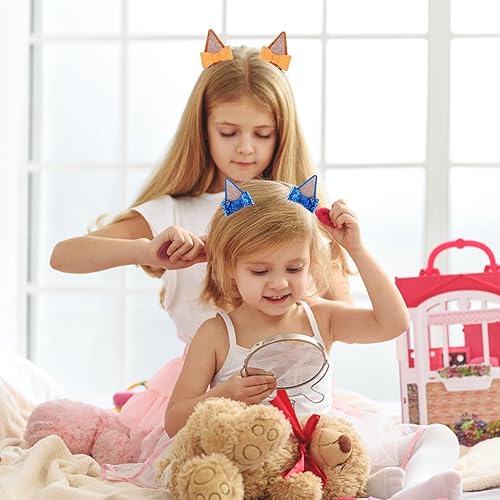 Miniatura 4 de 2 pares de pinzas para el pelo de orejas azules para niñas y niños, adorables accesorios de pasadores de pelo con lazo, decoraciones de fiestas de