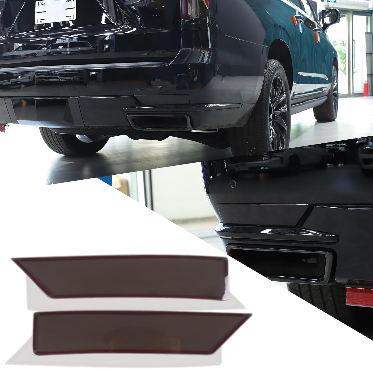 Rear Fog Lamp Smoked Cover Compatible with Cadillac Escalade 2021 2022 2023, Rear Bumper Lights Trim Cover Accessories