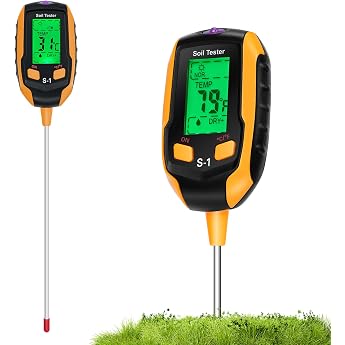 4-in-1 Digital Soil Meter Soil Tester for PH Soil Moisture Temperature & Sunlight LCD Soil Moisture Meter with Backlight for Garden Indoor Plants Lawn