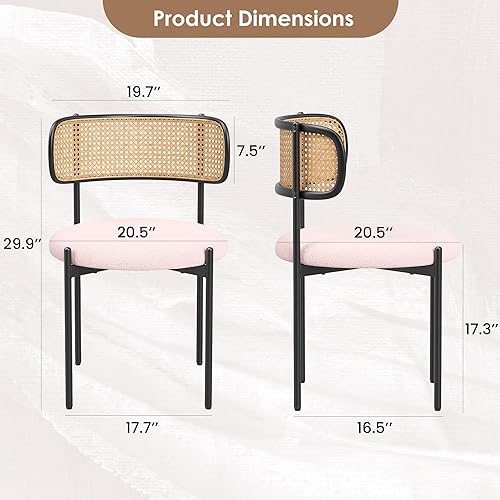 Miniatura 3 de Juego de 4 sillas de comedor tapizadas modernas, sillas de comedor con respaldo de ratán, juegos de mesa y sillas de asiento para cocina, sillas