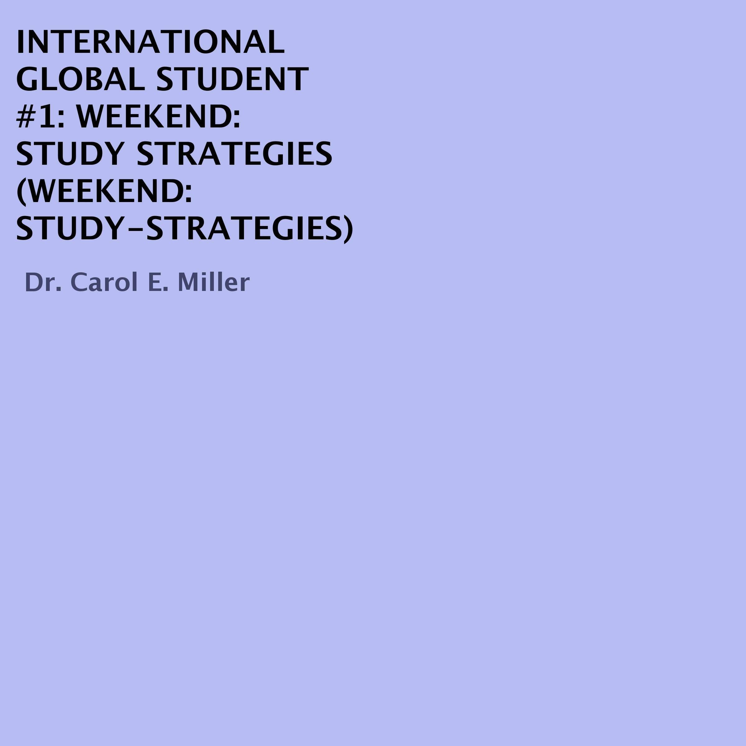 Weekend Study - Strategies