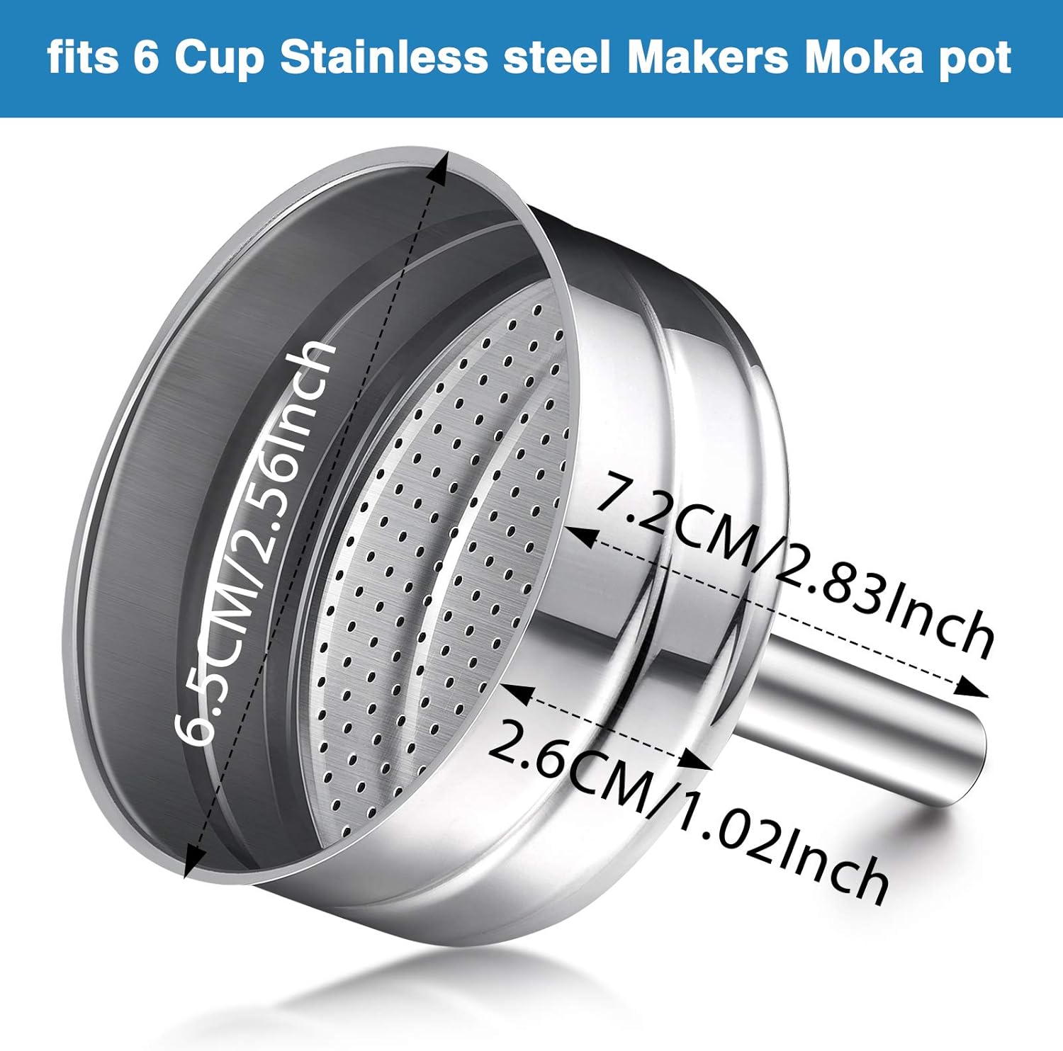 Boao Moka Express Replacement Funnel Kits, 3 Packs Replacement Gasket Seals, 1 Stainless Steel Replacement Funnel with 1 Pack Stainless Filter Replacement(6-Cup): Home & Kitchen