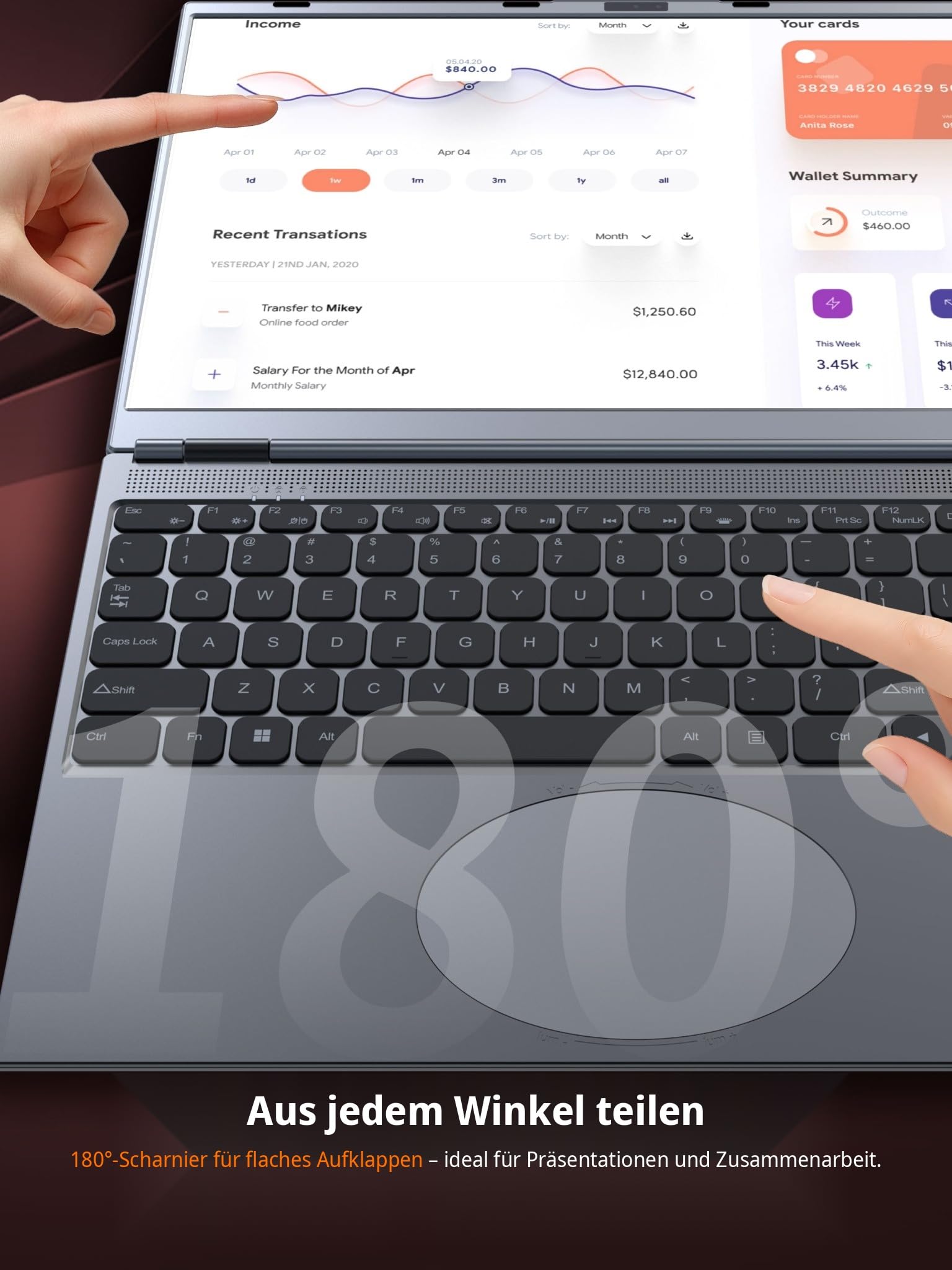 Amita 16 Zoll Touchscreen Laptop i3-8109U, 16GB RAM, SSD Gesichtserkennung