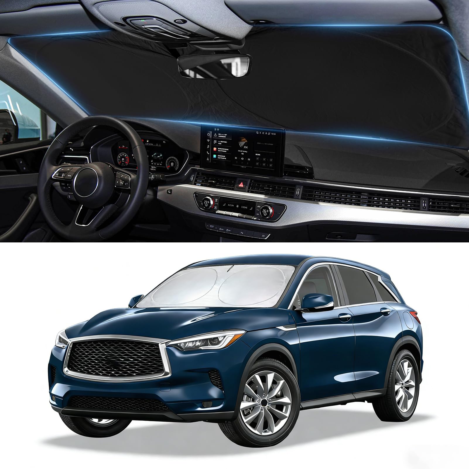 Windshield Sun Shade for Infiniti QX50 2019-2026 QX55 Window Sunshade