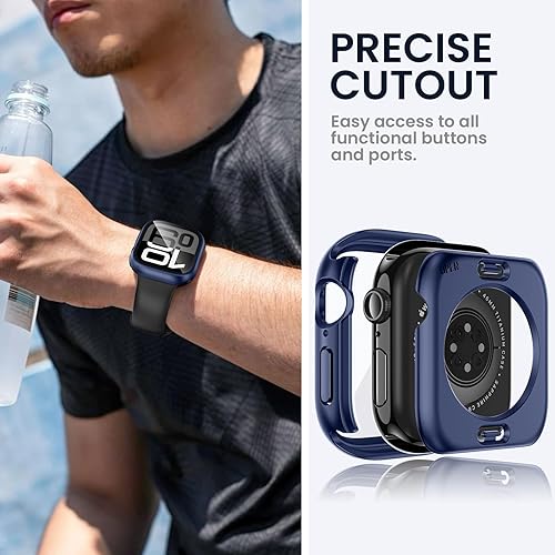 Vista 40 de Tensea - Funda protectora de pantalla impermeable para Apple Watch (2 en 1) para Apple Watch Serie SE 7, 5, 4, accesorios de 45 mm, iWatch protector