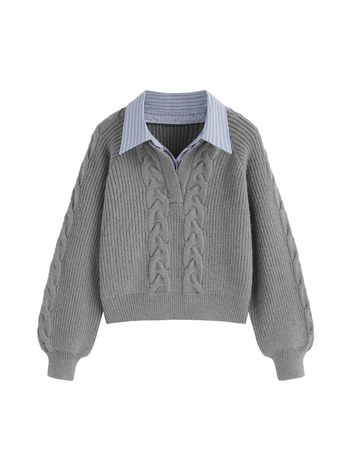 CIDER Cable Knit Sweater Women Crew Neck Two Tone Long Sleeve Knit Pullover Top Fashion Winter Sweaters