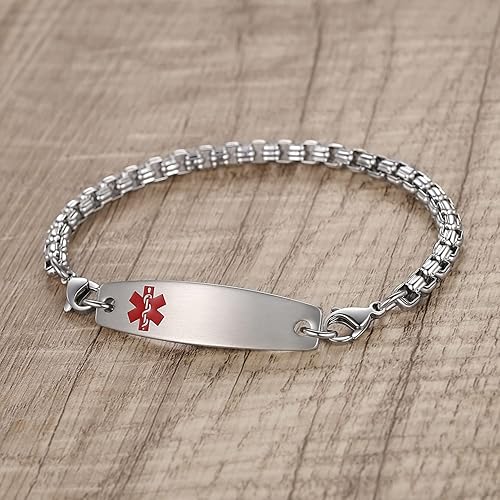 Miniatura 2 de LinnaLove Pulseras de alerta médica intercambiables para hombres y mujeres Pulseras de identificación personalizables de acero inoxidable