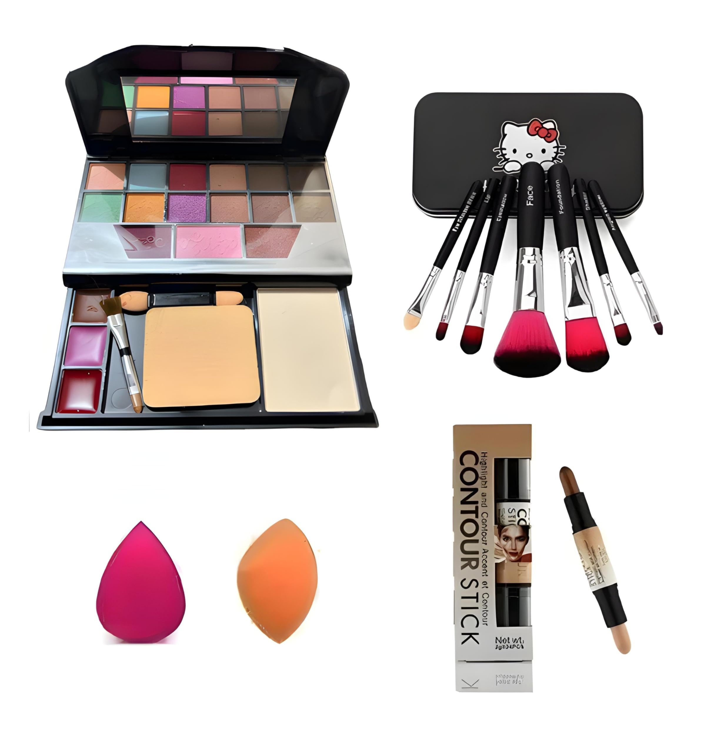 M/S DALIP & SONS All Makeup Products 4 in 1 Combo Set Eyeshadow Palette Brush Set Puff Pack of 4-image-49