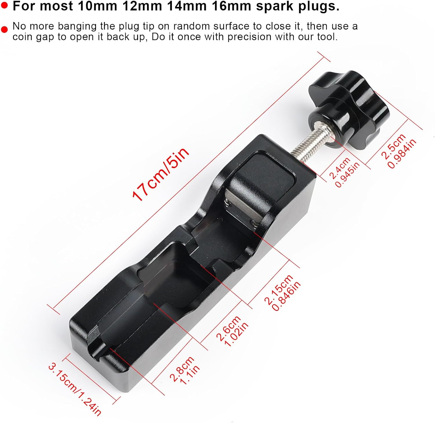 Spark Plug Gap Tool with Tester for Gapping Set in Stainless Steel for 10mm/12mm/14mm/16mm Spark Plugs Blue