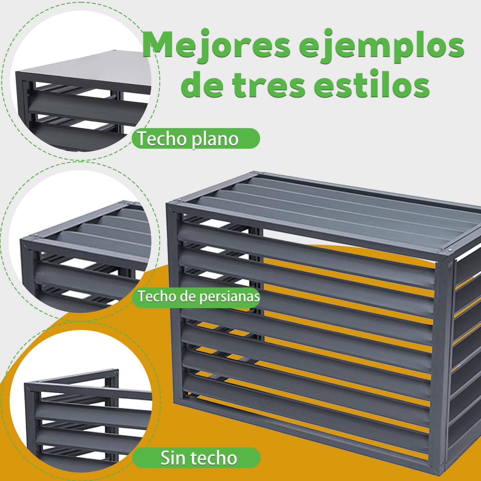 100×50×70(1.5P) Gris Sin Cub Cubierta Protectora Aire Acondicionado Aluminio - Dnowegas Funda Exterior Antirrobo Resistente Inclemencias Decorativa Pantalla Privacidad Ventilación