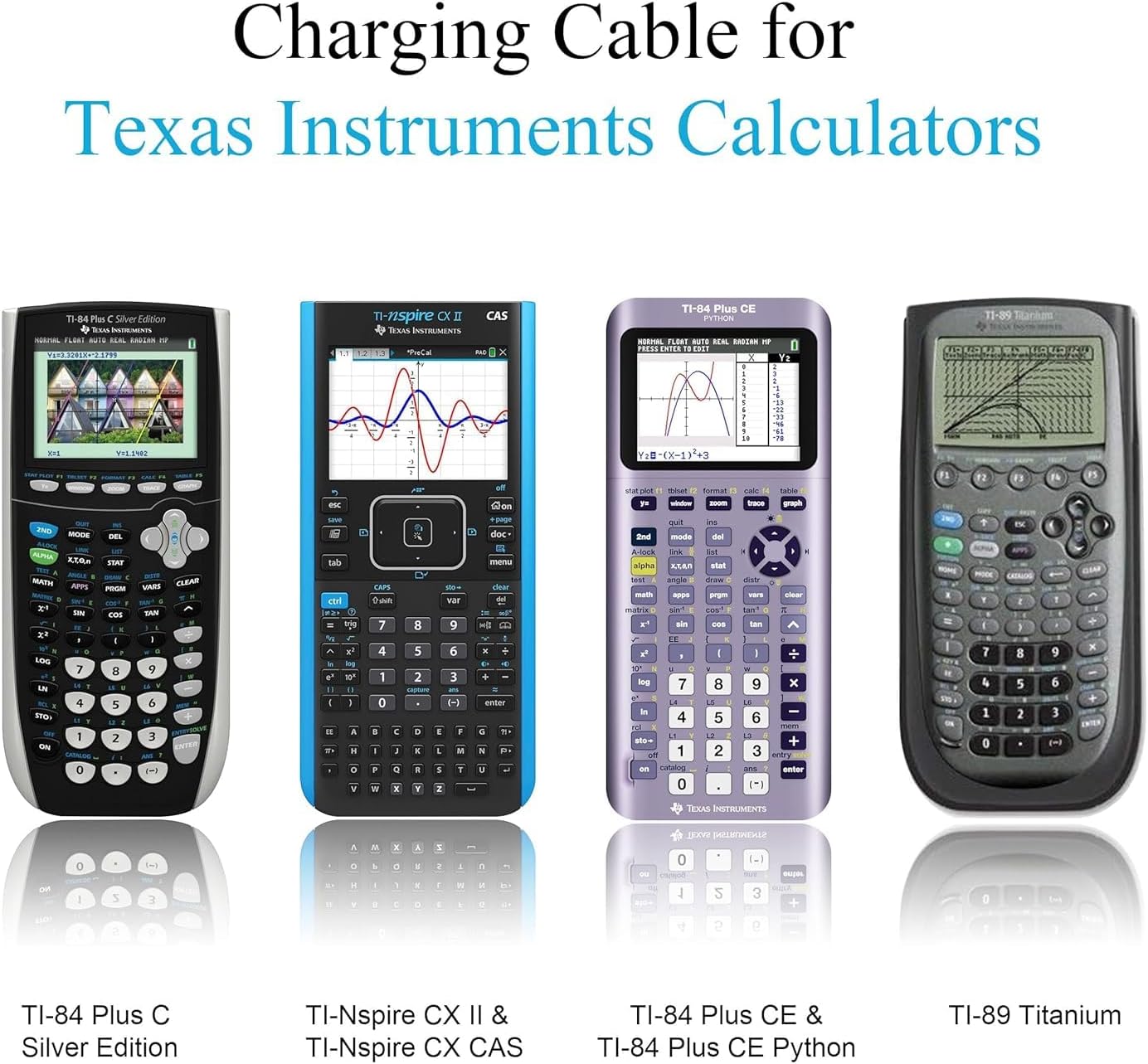 Vancle Fast Wall Charger Cable for Texas Instruments Calculators TI-84 Plus CE, TI84 Plus C Silver Edition, TI 89 Titanium,TI-Nspire CX/CAS Graphing Calculator