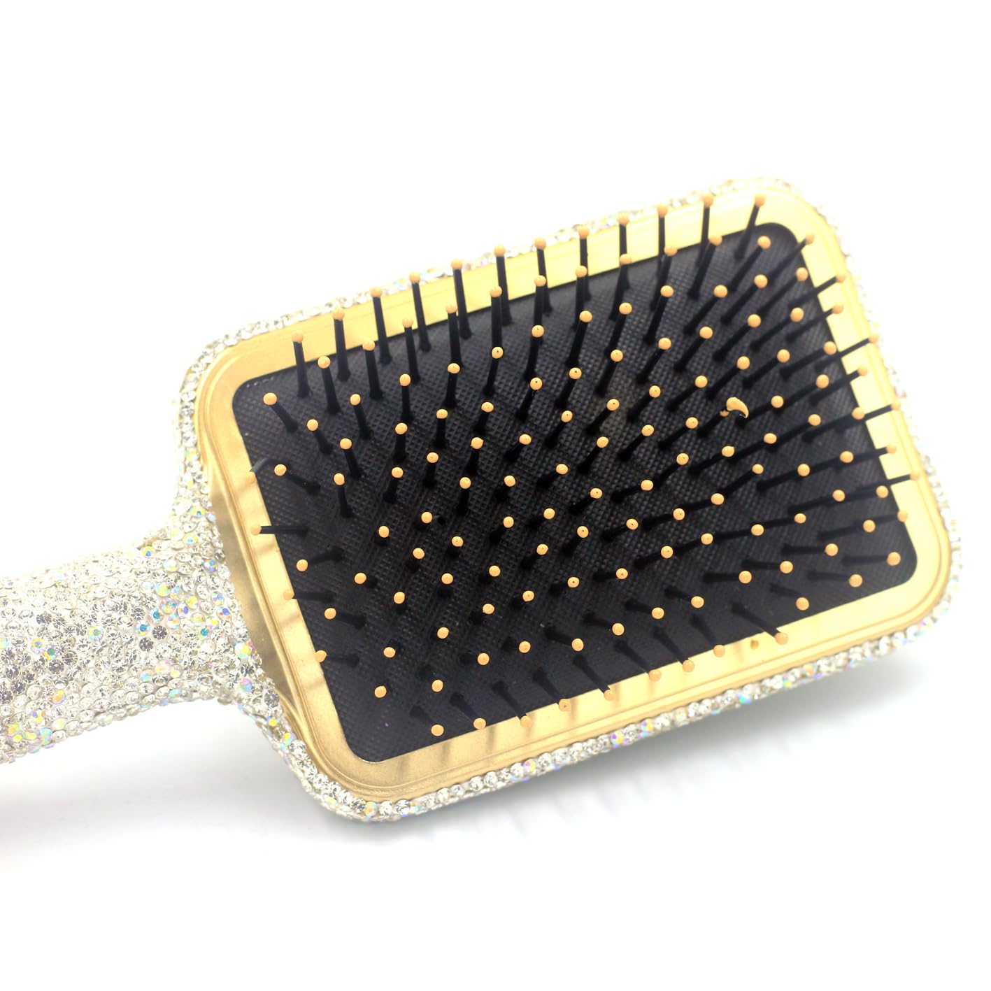Hair Brush - Detangle Hair and Comb, Massage Cushion, Anti-static, Smooth and Sleek Hair, Luxury Rhinestone Design Suitable for Women (Square01 Silver)
