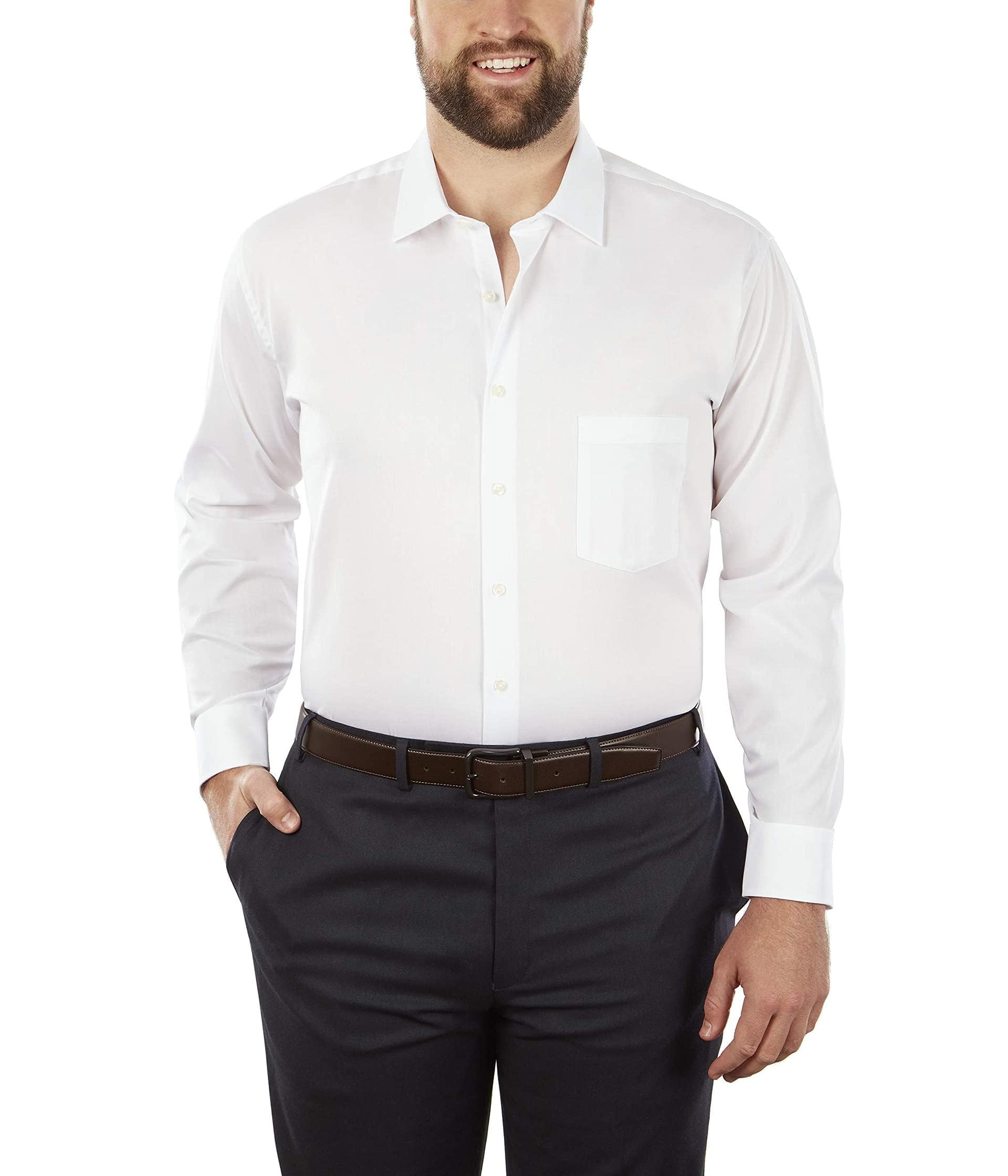 Mens Tall Fit Dress Shirt Flex Collar Stretch Solid (Big and Tall)