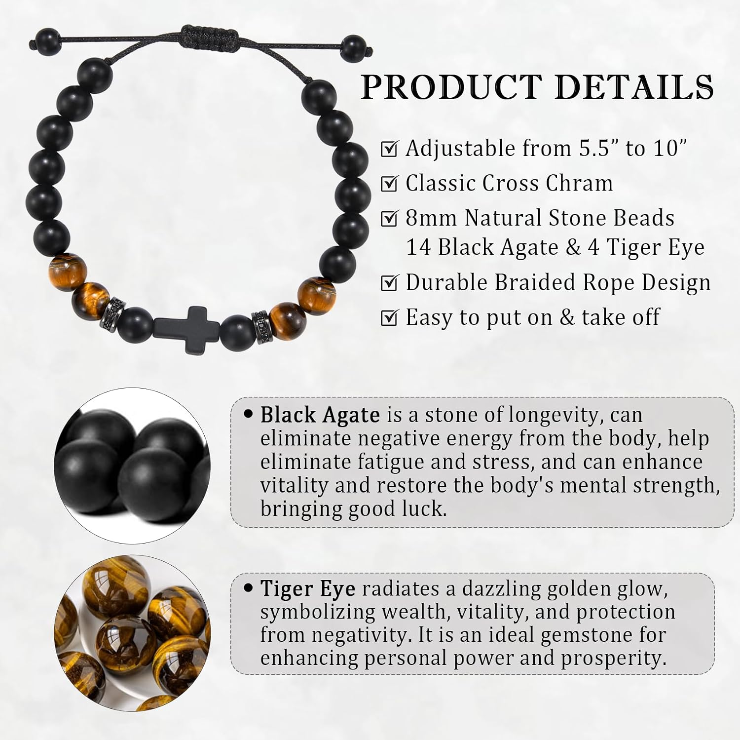 Cross Bracelet for Boys, Easter Basket Stuffers Baptism Confirmation First Communion Gifts for Boys Kids Teens Men, Adjustable Cross Beaded Bracelets Religious Christian Jewelry Gift Ideas