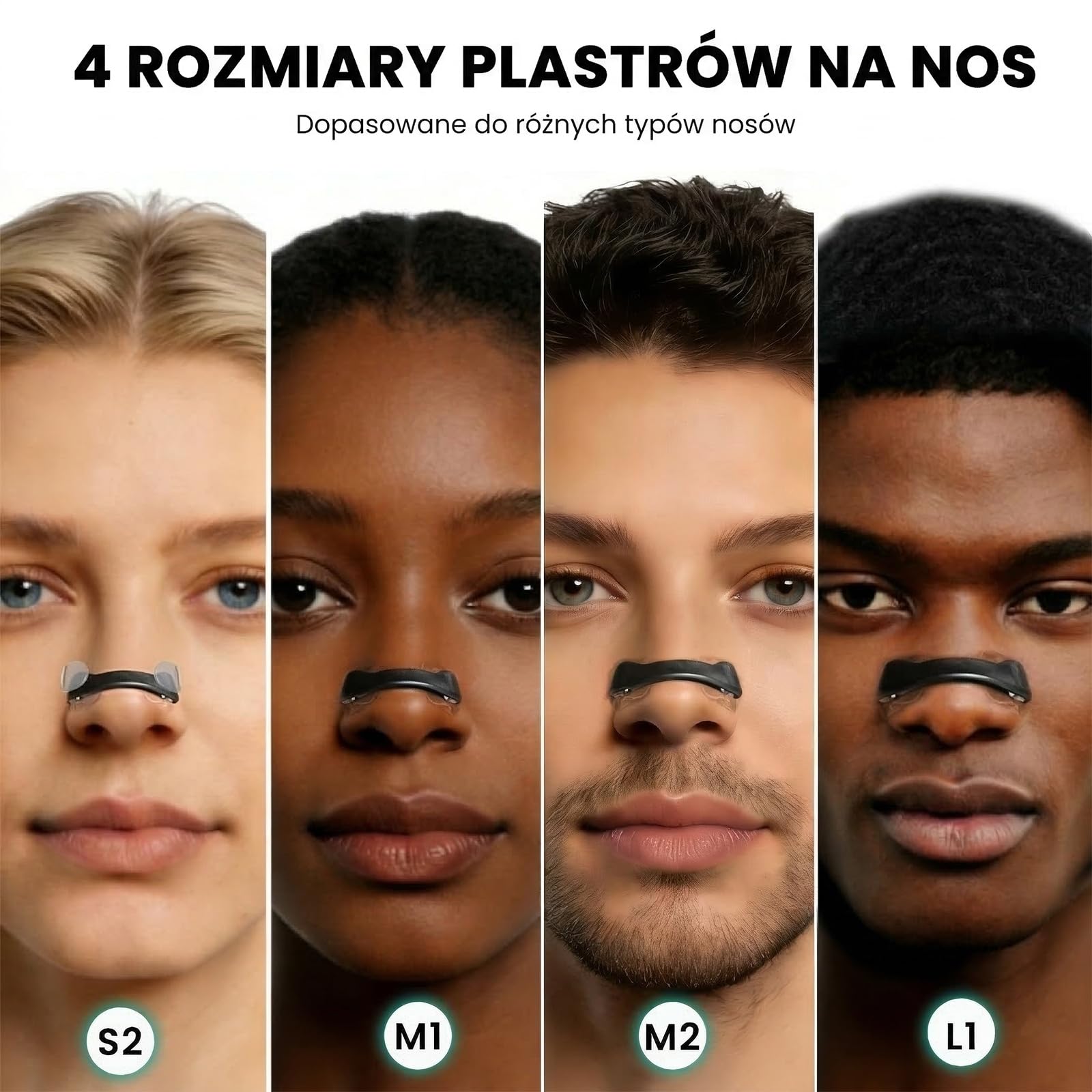 Magnetyczne paski na nos Nozibye (Zestaw na 30 dni, czarny) – Plastry wspomagające oddychanie, pakiet ekonomiczny