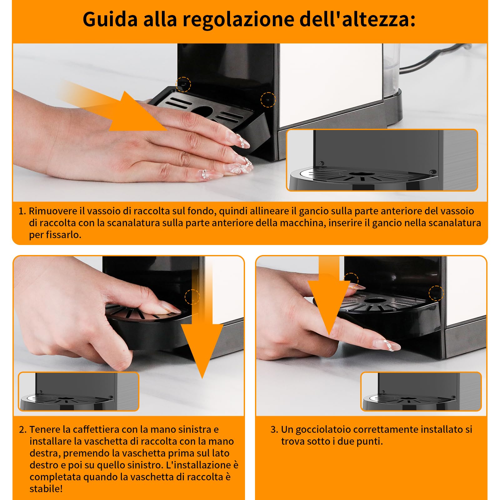 KOTLIE AC-513HF Macchina da caffè multifunzione 5 in 1 per NES/per DG/Caffè in polvere/ESE(44 mm)/per a modo mio, per tazze alte (Nero)