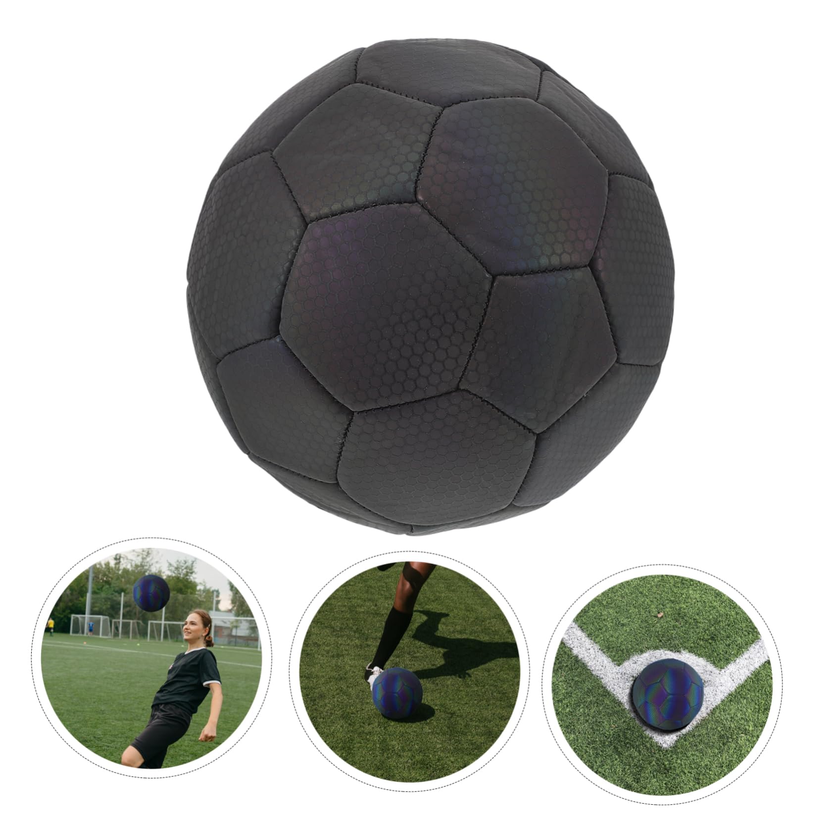 Toyvian Pallone da Calcio Riflettente, Palla da Calcio Luminosa | Allenamento e Partite, Design Distintivo in Gomma Fodera in Butile, Festa Scuola Decor