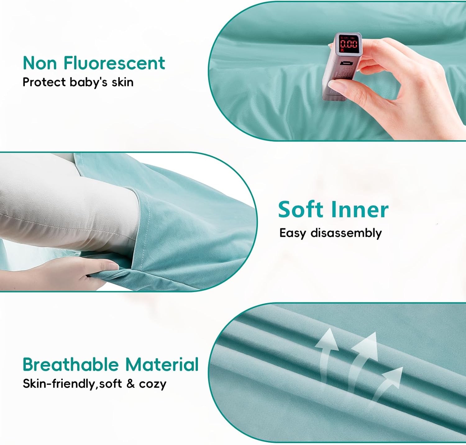 Baby Lounger, Infant Lounger for Newborns 0-24 Months, Breathable Cotton Baby Nest for Tummy Time, Diaper Changes & More, Soft Portable Newborn Essentials for Floor & Bassinet(Green) - Image 3