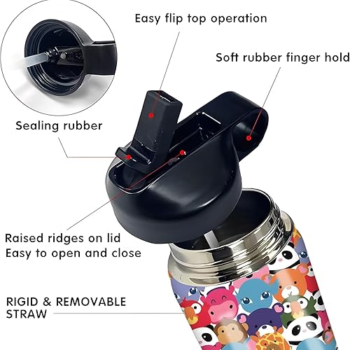 Miniatura 3 de rickyh style Botella de agua para niños con tapa con pajilla, vaso reutilizable de acero inoxidable con aislamiento, regalos para la escuela, niños