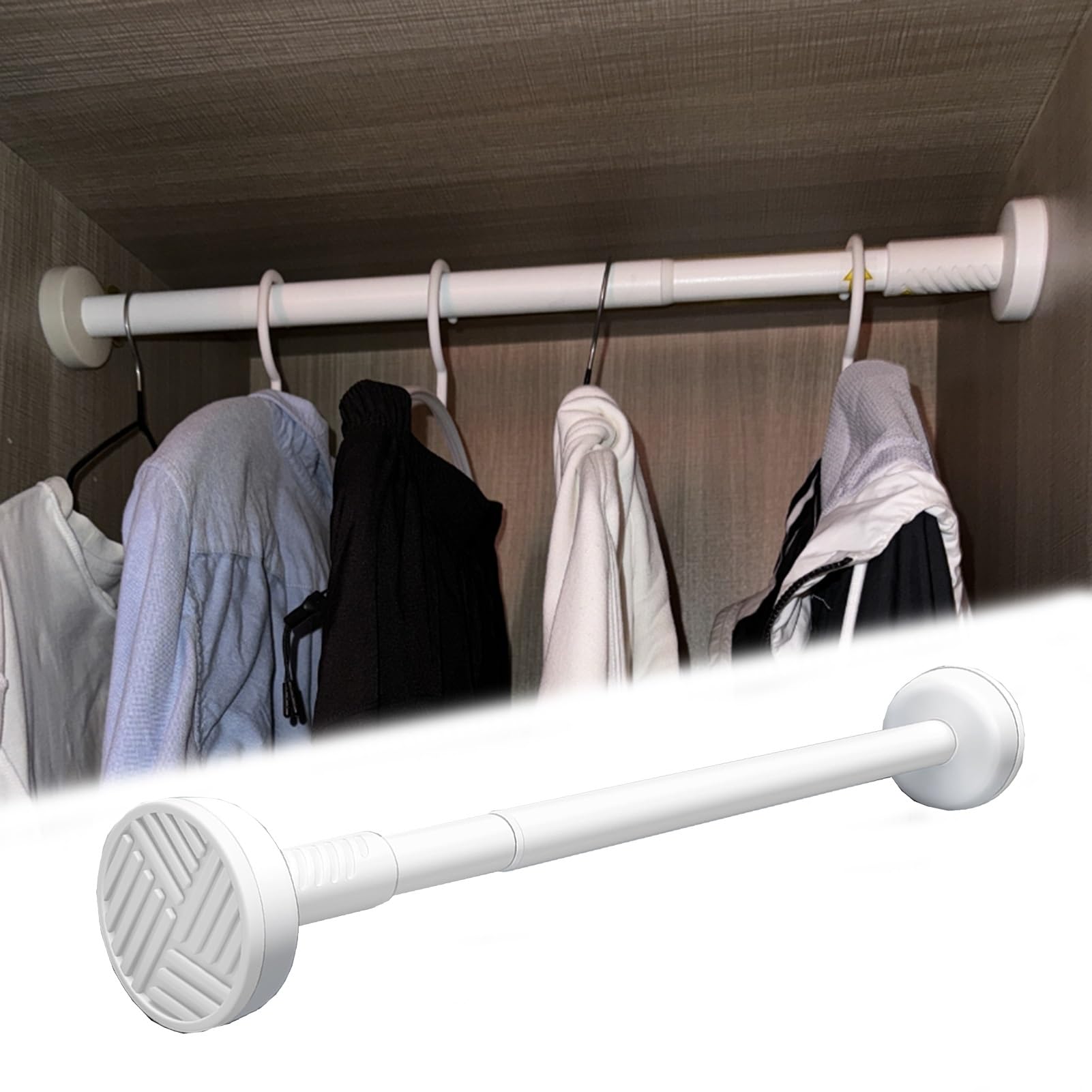 GLDYTVF Adjustable Tension Rod No Drill Closet Pole for Bedroom Laundry Balcony Metal Curtain Rod in White Black Gray Beige (170 220cm/68 88 inches)
