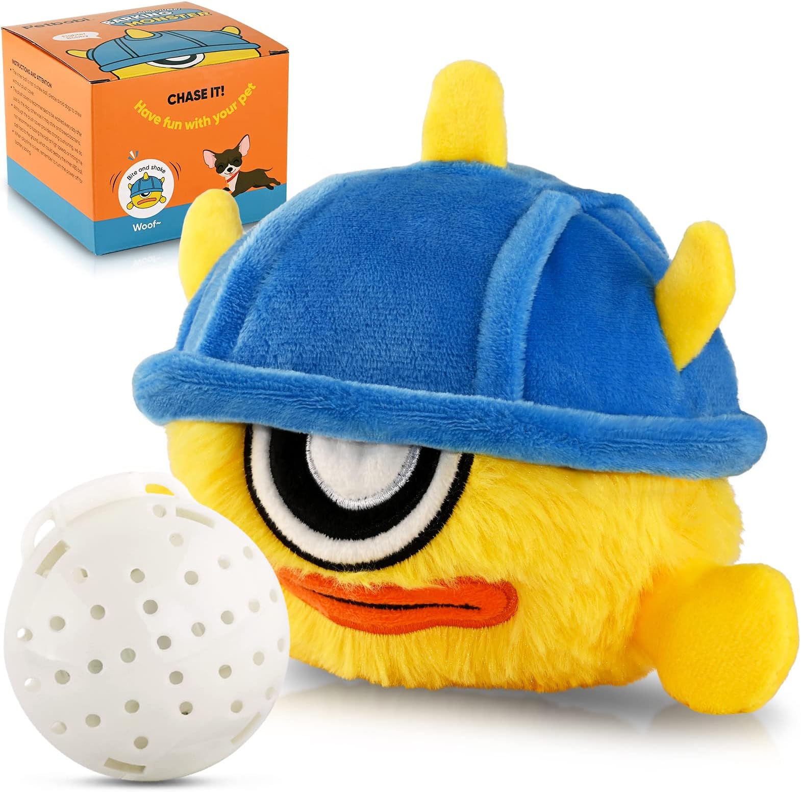 Petbobi Interactive Dog Toys Plush Monster Dog Toy Squeaky Crazy Bouncer Ball Battery Operated for Small and Medium Puppy to Self Play, Fighter Bobby