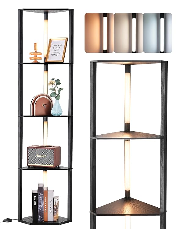 EDISHINE 64'' Corner Display Shelf Floor Lamp, 3CCT, Floor Lamp, Black by EDISHINE - Used condition - Image 8