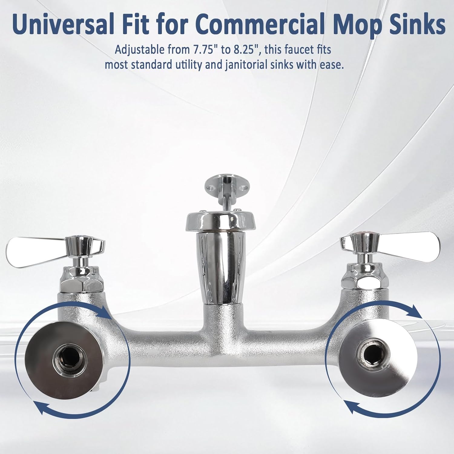 Commercial Mop Sink Faucet, 8 Inch Adjustable Center Wall Mount Faucet Utility Commercial Sink Faucet