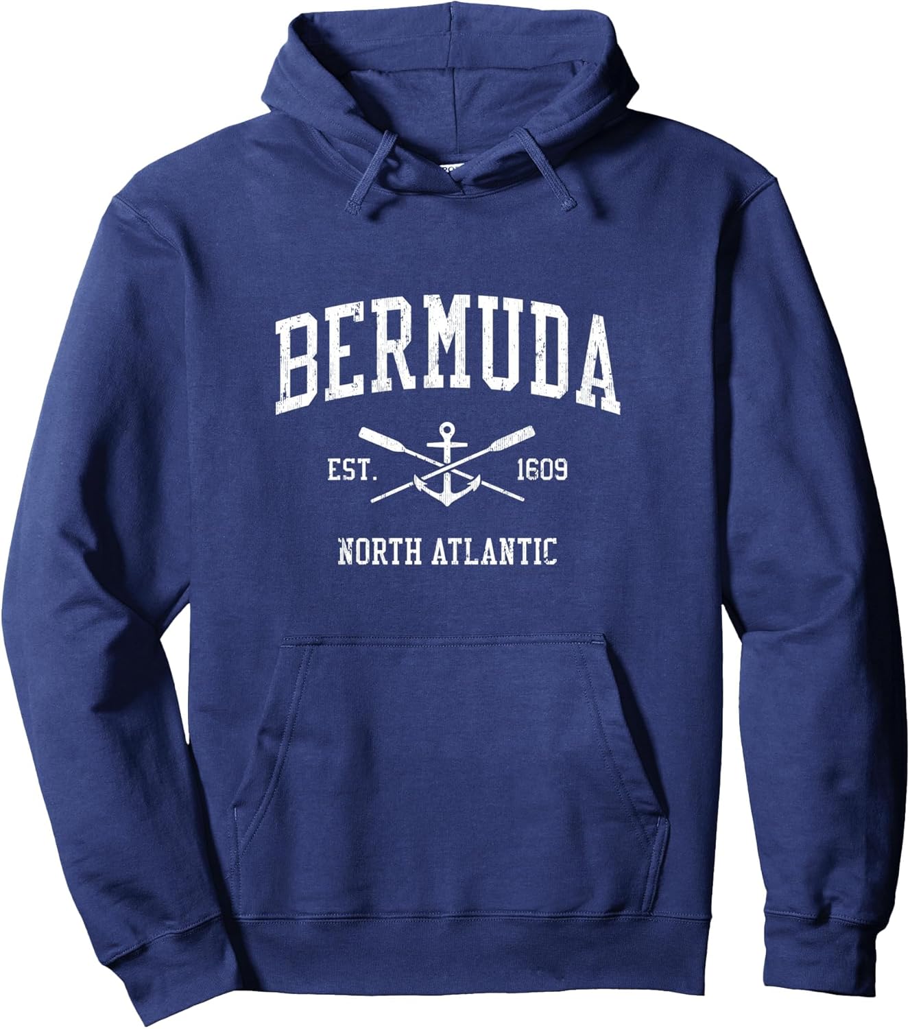 Bermuda Vintage Crossed Oars & Boat Anchor Sports Pullover Hoodie