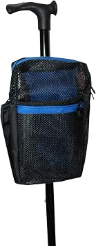 Secure Pouch, Carrying Bag for Cane, Walker, Crutches, Hiking Stick and Boat Cabins and Wheelchairs Royal Blue