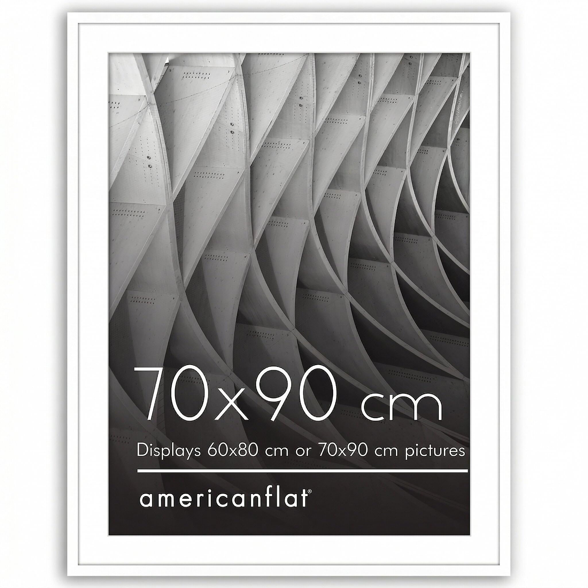 Americanflat 70x90 cm Picture Frame with Polished Plexi Cover - Use as 60x80 cm Wall Photo Frame with Mount or Display 90x70 cm Photo without Mount - Streamline Collection - White โ image 1