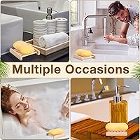 Vista 4 de Amyhill 70 piezas de jabonera de bambú y madera en masa para baño, soporte de jabón de madera, autodrenante, bandeja artesanal, 8,38 x 8,38 x 1,7 cm