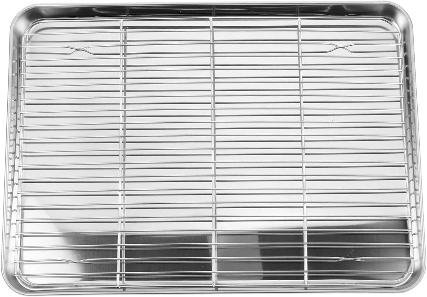 Generic 1Set Baking Sheet Pan with Rack - Stainless Steel Cookie Sheet Pan Tray with Cooling Rack for Kitchen Oven Use Roasting 17.29X12.18X0.94in