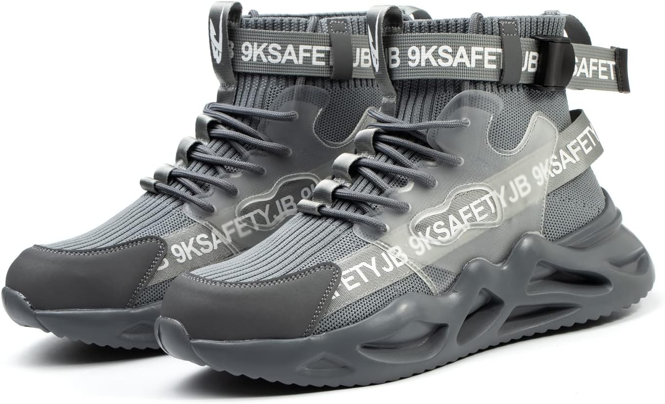 Luolocsn Work Boots Safety Steel Toe Shoes for Men and Women Slip Resistant Lightweight Breathable Industrial & Construction Sneakers - Image 3