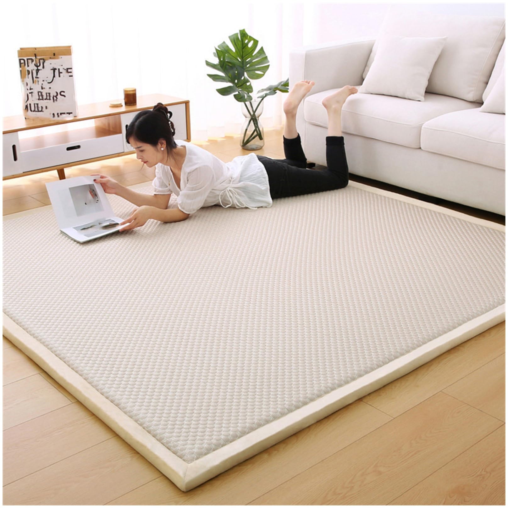 Generico Materasso Da Pavimento Giapponese Materasso Futon, Materassino Tatami Letto Da Pavimento Pieghevole Arrotolabile For Campeggio, Camera Degli Ospiti For Adulti(Khaki,200x240)