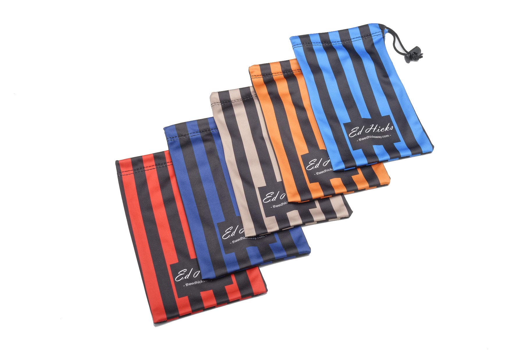 Ed Hicks Unisex Muli-Coloured Black 5* Striped Soft Glasses Case Pouch, Sunglasses Case And Travel Storage Pouch - Slips Into Your Pocket When Out And About So That You've Always Got Glasses Protection To Hand