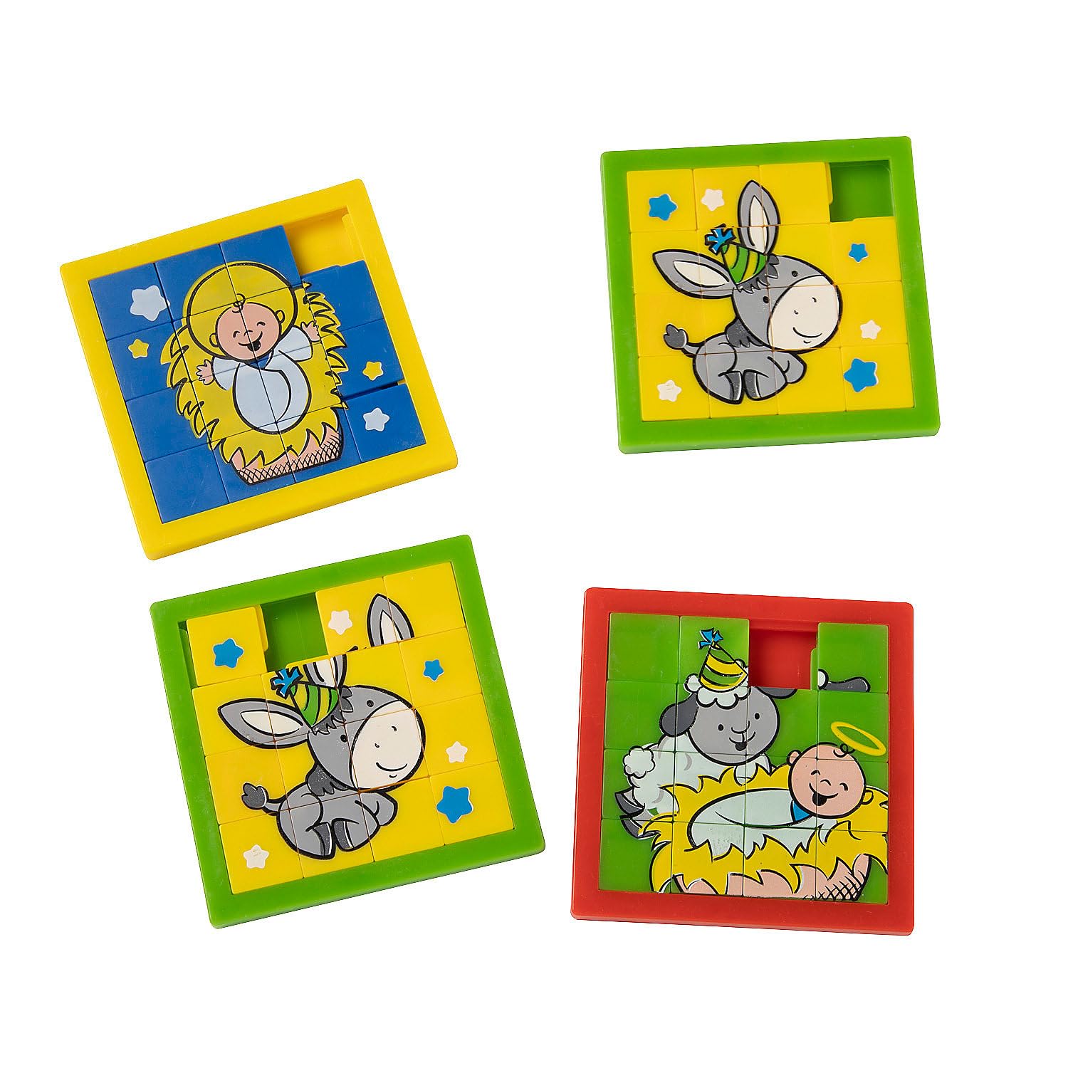 Happy Birthday Jesus Slide Puzzles (24 Pack) Religious Christmas Toys and Games