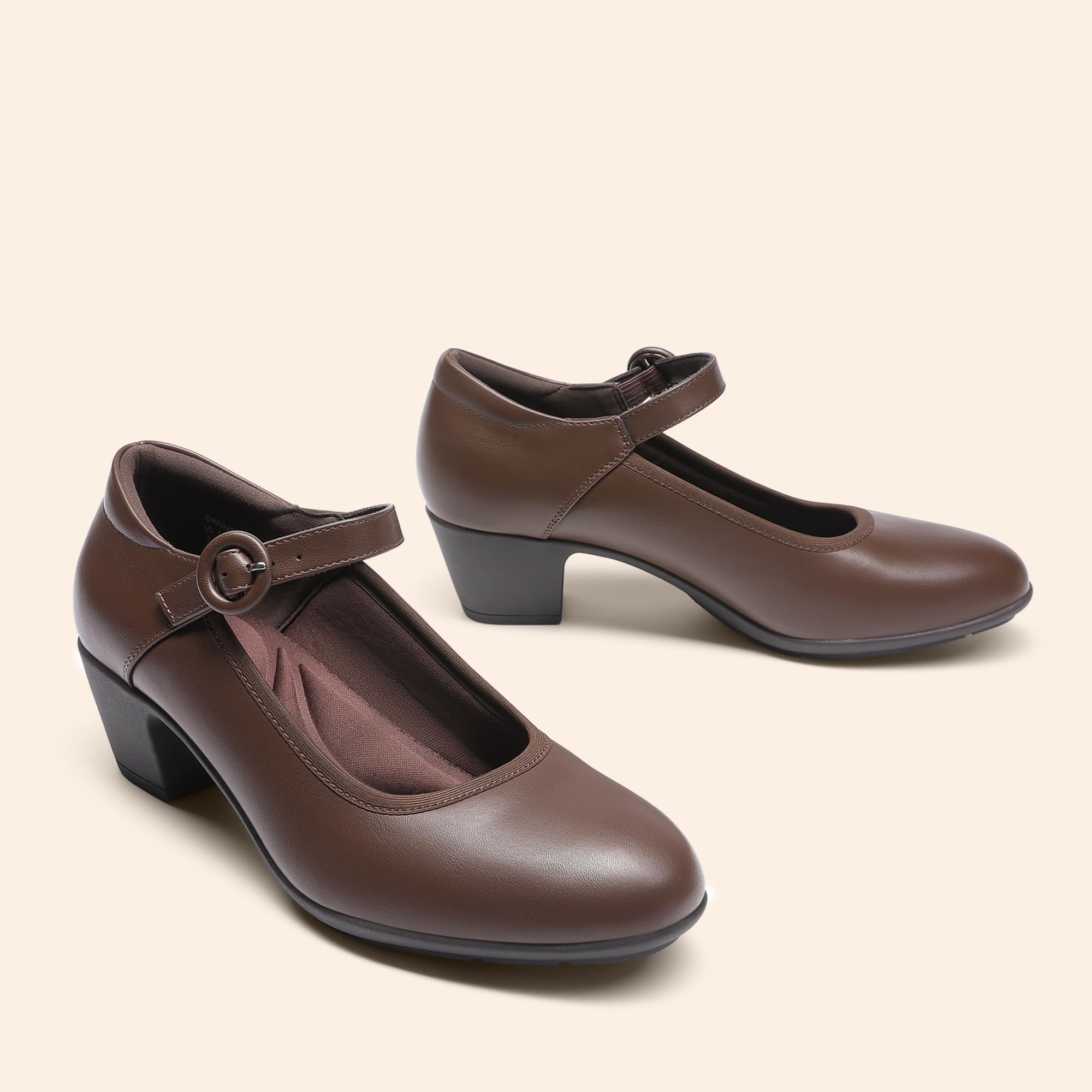 DREAM PAIRS Mary Jane Chaussures à talons bas et épais pour femme - Escarpins confortables - Pour le travail et les affaires