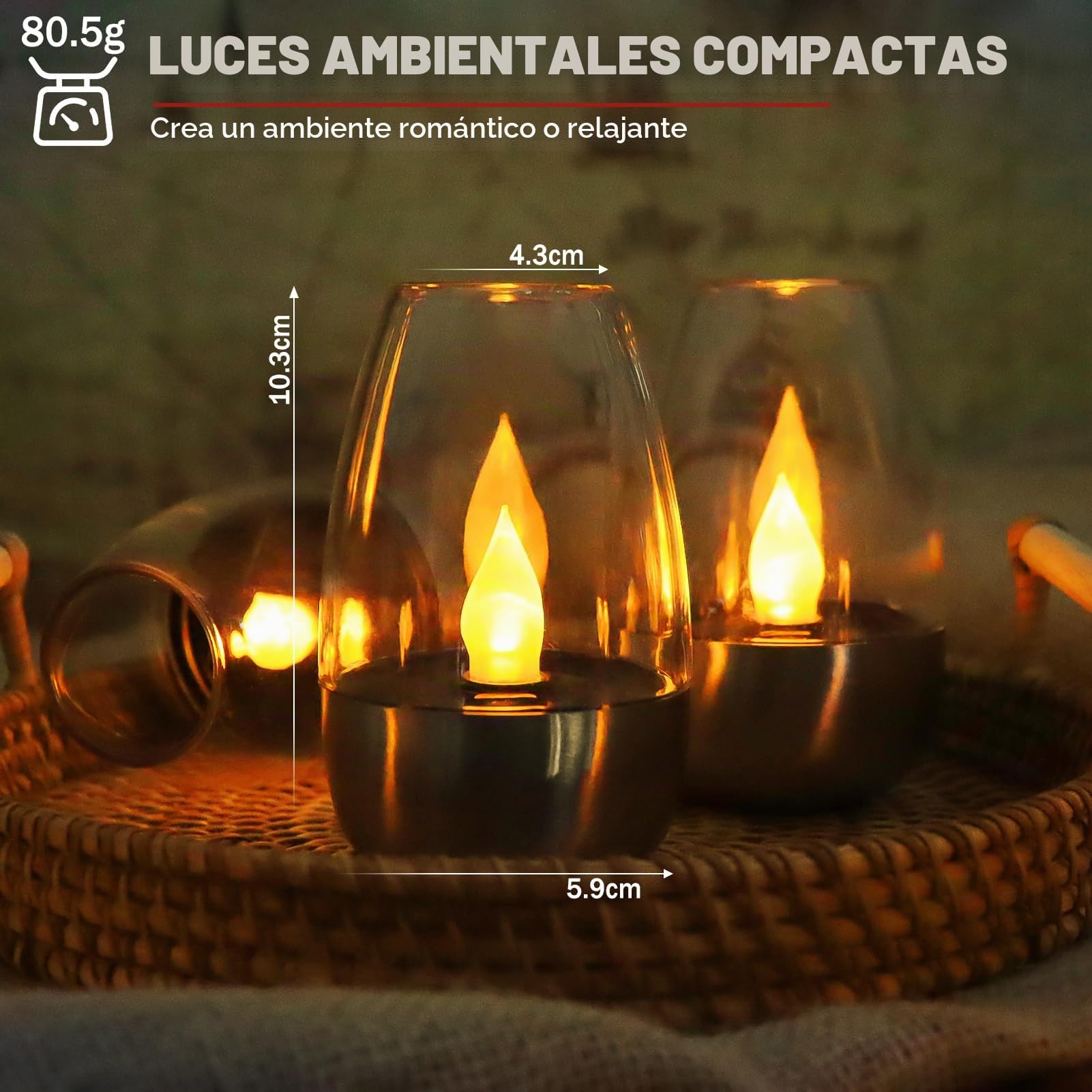 6 velas LED eléctricas de té solares recargables, parpadeantes, lámparas solares para exteriores, resistentes a la intemperie, jardín, terraza, balcón, decoración