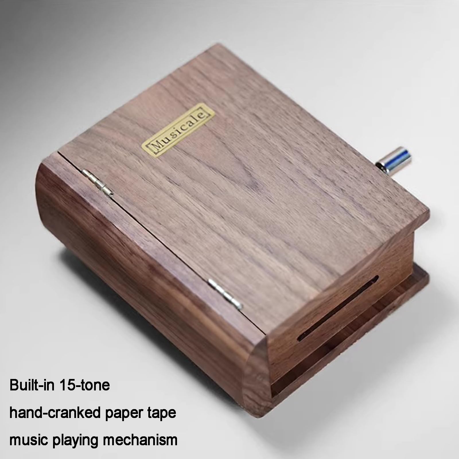 Caja musical de madera con mecanismo de 15 notas, mecanismo de manivela, incluye cinta de papel en blanco para música personalizada, para amigos y seres queridos