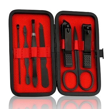 Christmas Stocking Stuffers for Kids Men Manicure Kit Nail Clippers Pedicure Tools Kit Travel Nail File Toe Set Finger Grooming Kits Gifts Ideas Stocking Stuffers Kids Boys Girls FriendsBlack
