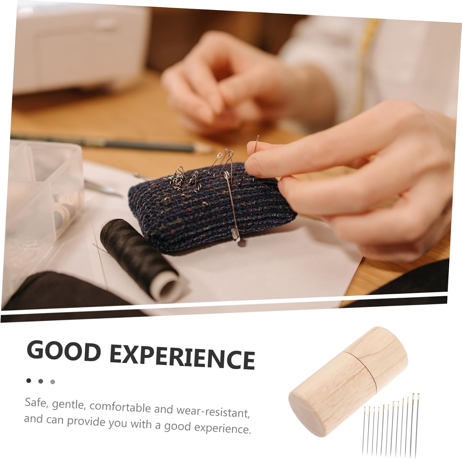 CORHAD Portable Wooden Needle Holder Case Convenient Storage Tube for Home Sewing Needs Includes Embroidery Needles Organizer for Knitting and Cross Stitching Supplies