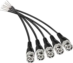 MEIRIYFA BNC Cable with Male Connector Plug and Open End Wire for CCTV Terminal Adapter (5pcs Male)
